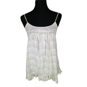 Express Design Studio Size Medium White With Gray Design Babydoll‎ Tank Top